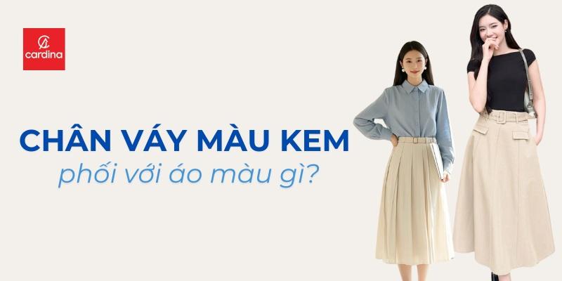 Chân váy màu kem phối áo pastel mềm mại nữ tính